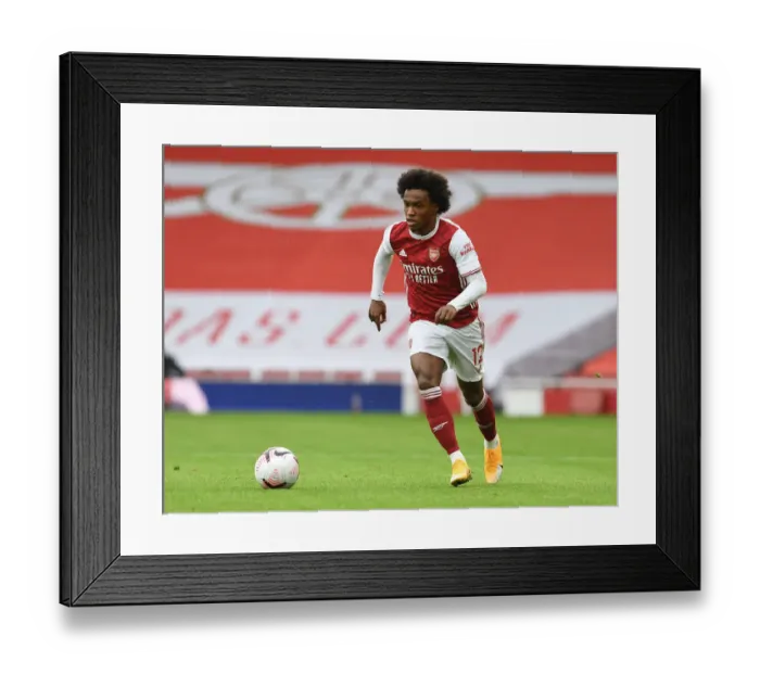 Framed Print : Willian at Empty Emirates: Arsenal vs Sheffield United, Premier League 2020-21