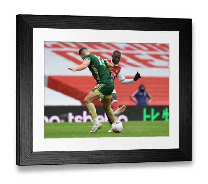 Framed Print : Pepe Scores Second Goal in Empty Emirates: Arsenal vs Sheffield United (2020-21)