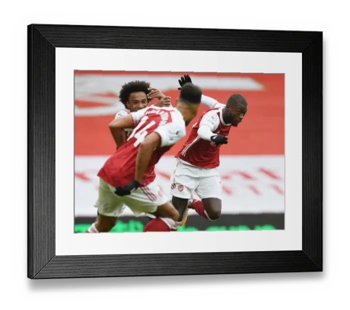 Framed Print : Pepe's Brace: Arsenal Overpower Sheffield United in Empty Emirates