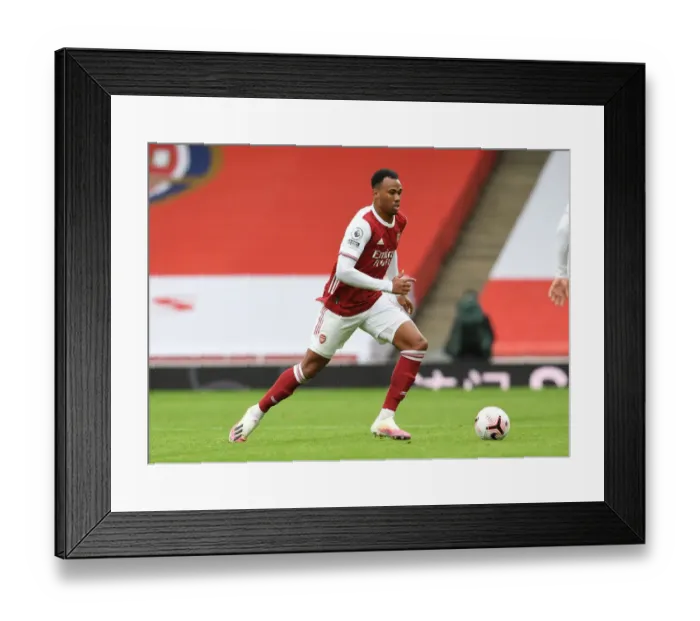 Framed Print : Arsenal's Gabriel in Action: 2020-21 Premier League Match vs Sheffield United (Behind Closed Doors)