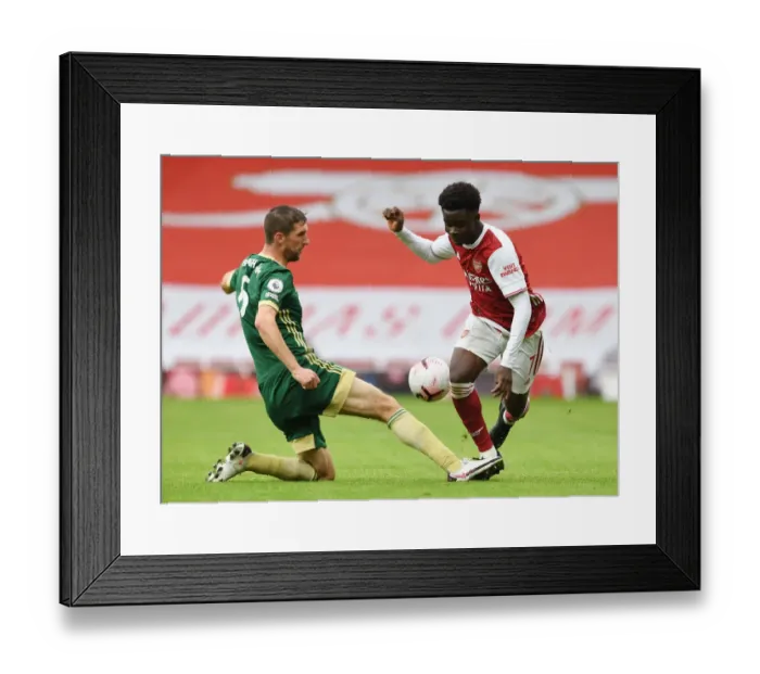 Framed Print : Arsenal vs Sheffield United: Bukayo Saka in Action at Empty Emirates Stadium, Premier League 2020-21