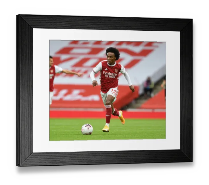 Framed Print : Willian at Empty Emirates: Arsenal vs Sheffield United, Premier League 2020-21