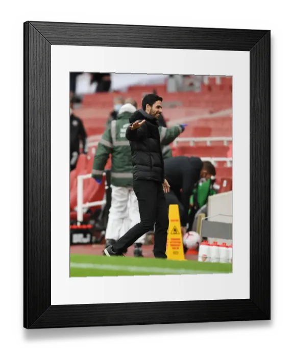 Framed Print : Arsenal's Mikel Arteta Celebrates Win Against Sheffield United in Empty Emirates Stadium, 2020-21 Premier League Framed Print : Arsenal's Mikel Arteta Celebrates Win Against Sheffield United in Empty Emirates Stadium, 2020-21 Premier League