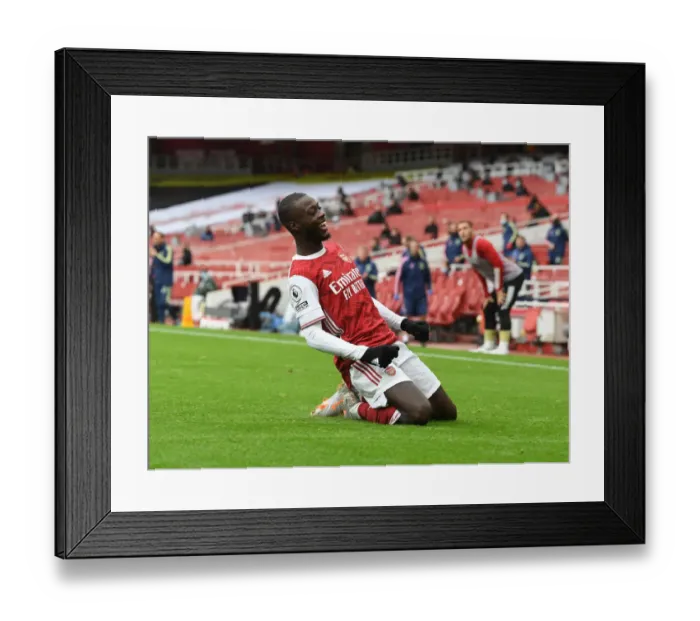 Framed Print : Pepe Scores Double: Arsenal's Victory at Empty Emirates Against Sheffield United (2020-21) Framed Print : Pepe Scores Double: Arsenal's Victory at Empty Emirates Against Sheffield United (2020-21)