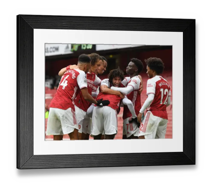 Framed Print : Arsenal Celebrate Nicolas Pepe's Goal Against Sheffield United (2020-21)