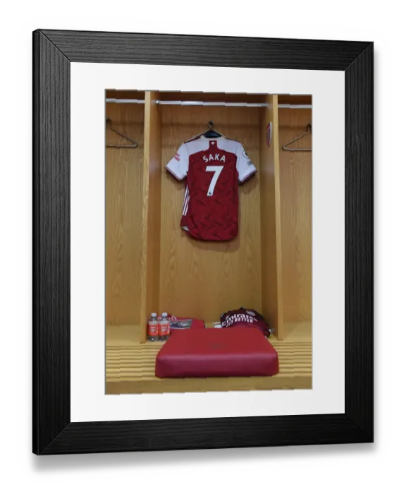 Framed Print : Behind Closed Doors: Bukayo Saka's Empty Arsenal Changing Room (Arsenal vs. Sheffield United, 2020-21 Premier League) Framed Print : Behind Closed Doors: Bukayo Saka's Empty Arsenal Changing Room (Arsenal vs. Sheffield United, 2020-21 Premier League)