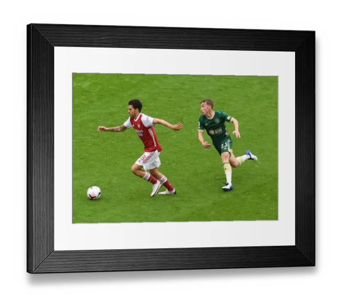 Framed Print : Arsenal vs Sheffield United: Dani Ceballos Clashes with Ben Osborn in Premier League Showdown
