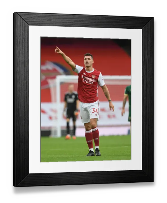 Framed Print : Granit Xhaka: Arsenal vs Sheffield United, Premier League 2020-21