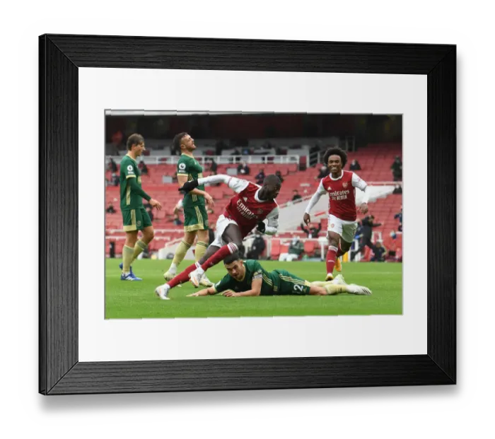 Framed Print : Arsenal's Pepe and Willian Celebrate Goal Against Sheffield United (2020-21)