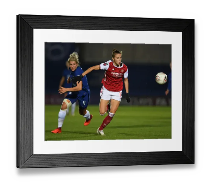 Framed Print : Miedema vs. Bright: A Titanic Battle in Chelsea Women vs. Arsenal Women's Continental Cup Showdown