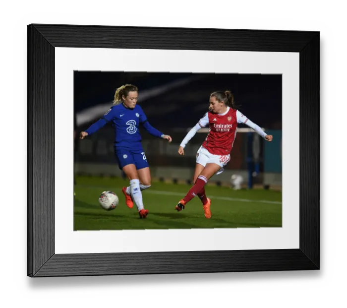 Framed Print : Battle of Football Giants: Chelsea Women vs. Arsenal Women - Continental Cup Showdown Framed Print : Battle of Football Giants: Chelsea Women vs. Arsenal Women - Continental Cup Showdown