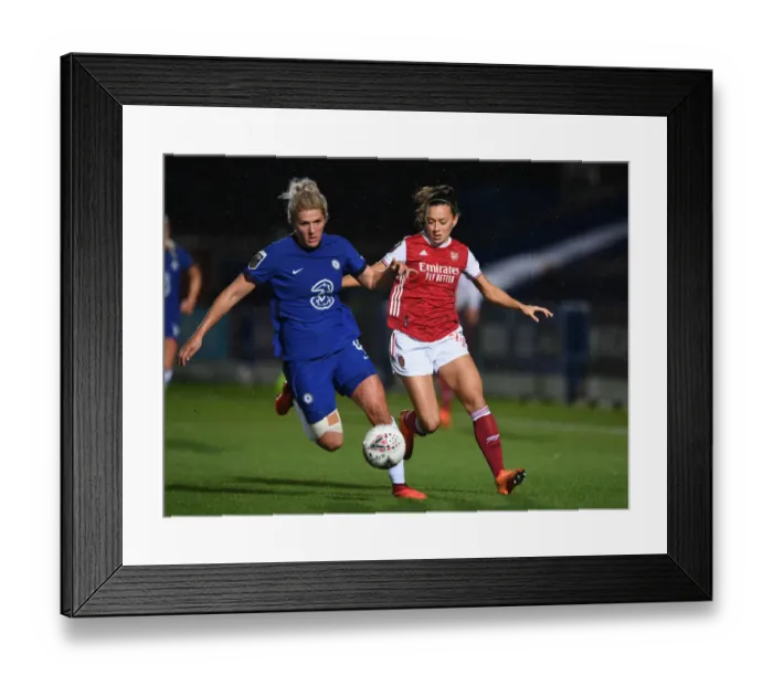 Framed Print : Battle of the Women's Continental Cup: Chelsea vs. Arsenal - McCabe vs. Bright Clash