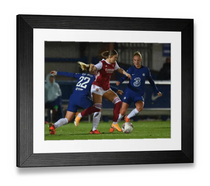 Framed Print : Battle of Football Giants: Chelsea Women vs Arsenal Women - Continental Cup Showdown