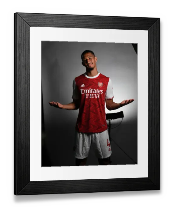 Framed Print : Arsenal First Team 2020-21: William Saliba's Media Photocall Debut