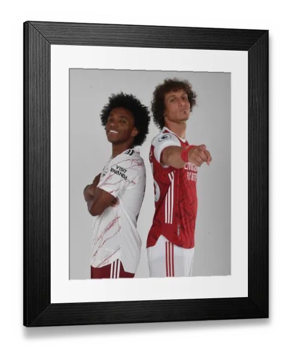 Framed Print : Arsenal 2020-21 First Team: Willian and David Luiz at Photocall