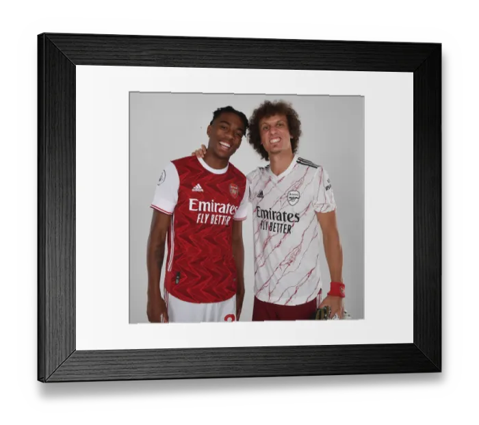 Framed Print : Arsenal First Team: Joe Willock and David Luiz at 2020-21 Photocall