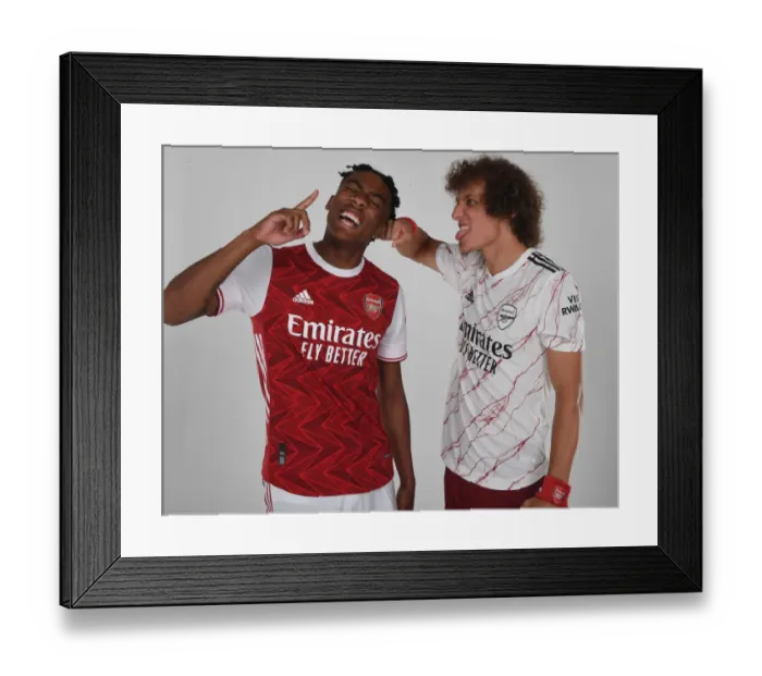 Framed Print : Arsenal Training: Joe Willock and David Luiz in Focus at London Colney (2020-21 First Team)