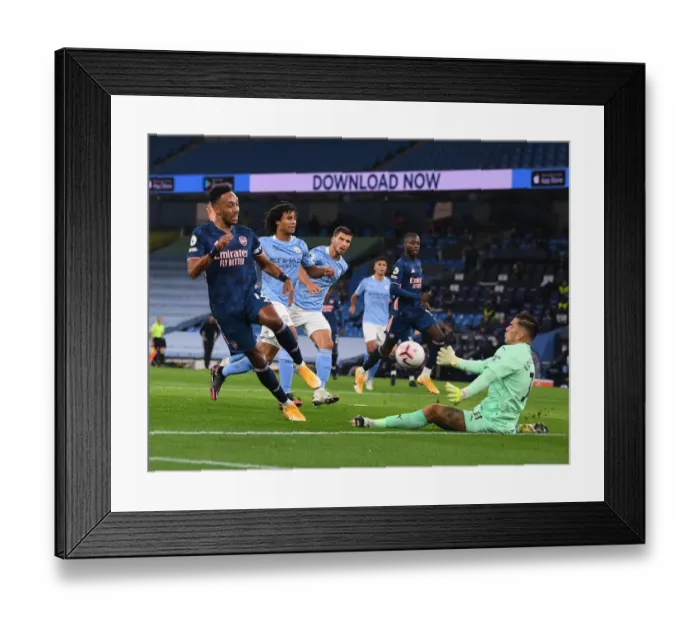 Framed Print : Arsenal vs Manchester City: Empty Etihad Stadium Showdown (2020-21) - Premier League Clash Amidst Coronavirus Restrictions
