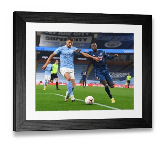 Framed Print : Pepe vs Dias: Manchester City vs Arsenal, Premier League 2020-21