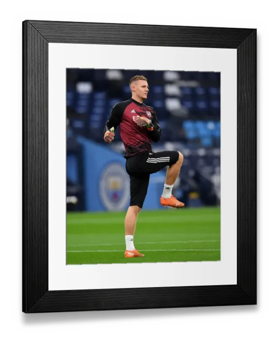 Framed Print : Arsenal's Bernd Leno Warming Up Ahead of Manchester City Showdown - Premier League 2020-21