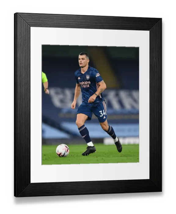 Framed Print : Xhaka in Action: Manchester City vs. Arsenal, Premier League 2020-21