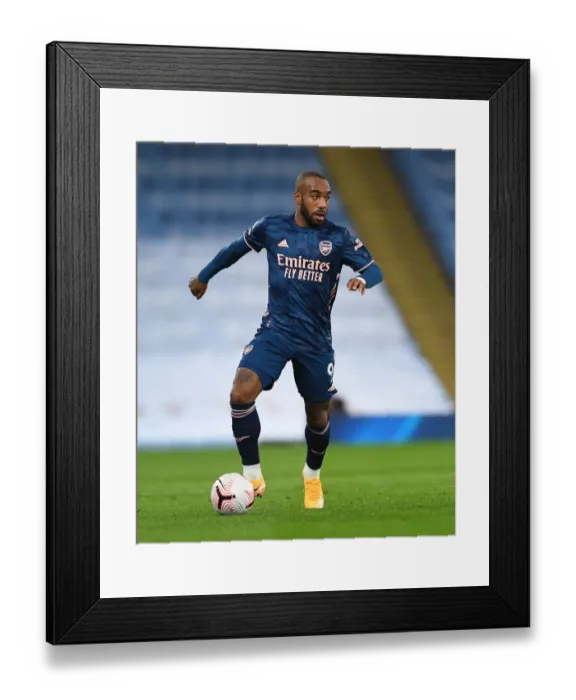 Framed Print : Alexandre Lacazette Faces Manchester City: Arsenal vs. Manchester City, Premier League 2020-21