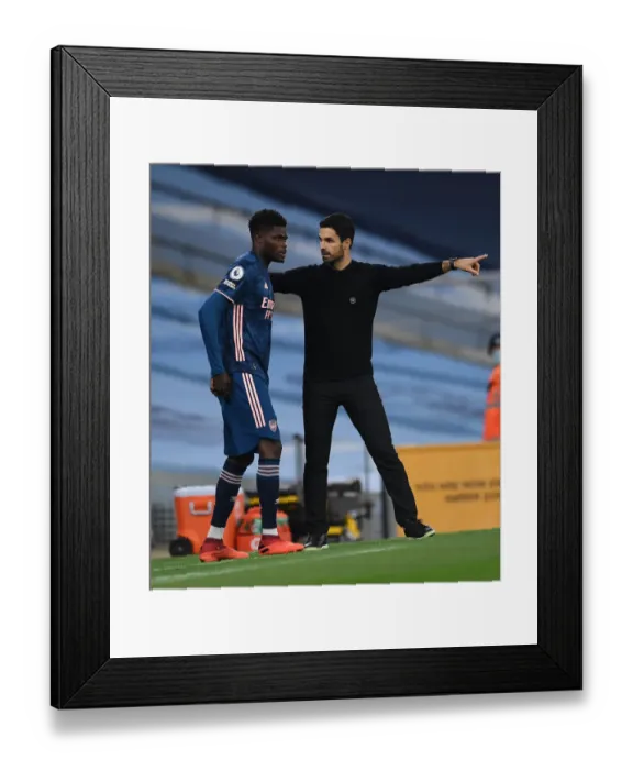 Framed Print : Arsenal's Thomas Partey Receives Tactical Instructions from Mikel Arteta during Manchester City Showdown (Premier League 2020-21) Framed Print : Arsenal's Thomas Partey Receives Tactical Instructions from Mikel Arteta during Manchester City Showdown (Premier League 2020-21)