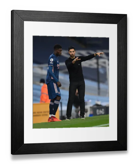 Framed Print : Arsenal's Thomas Partey Receives Instructions from Mikel Arteta during Manchester City Clash (Premier League 2020-21) Framed Print : Arsenal's Thomas Partey Receives Instructions from Mikel Arteta during Manchester City Clash (Premier League 2020-21)