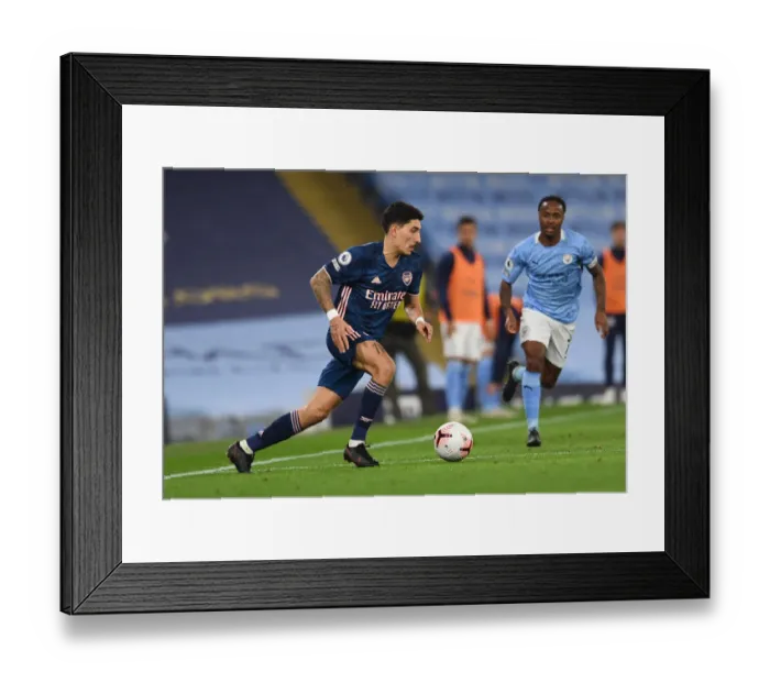 Framed Print : Hector Bellerin Faces Manchester City: Arsenal vs. Manchester City, Premier League 2020-21