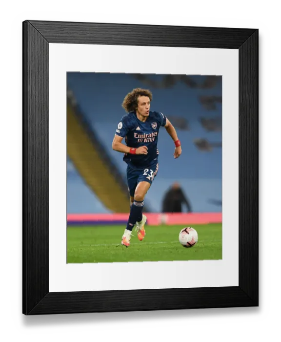 Framed Print : David Luiz Focuses in Manchester City vs Arsenal Clash (Premier League 2020-21)