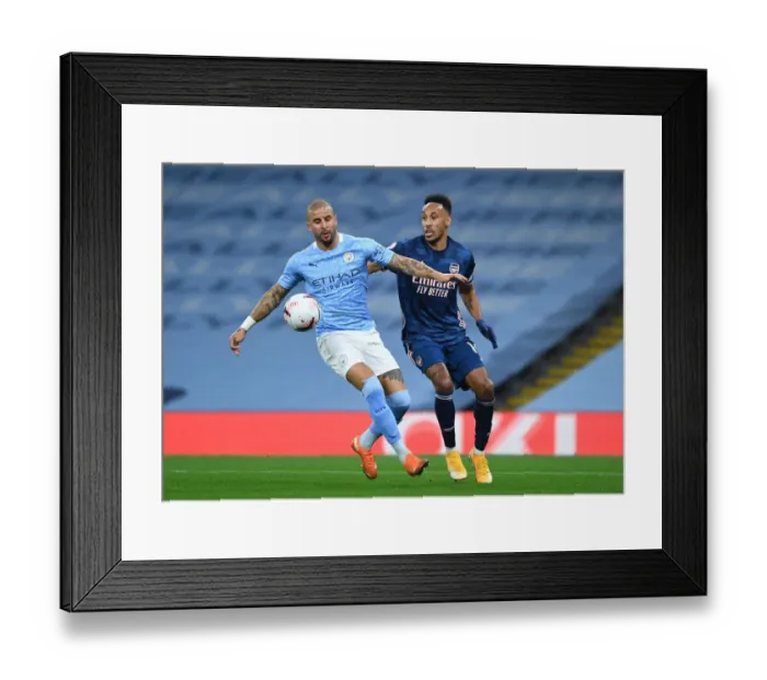 Framed Print : Premier League Showdown: Aubameyang vs. Walker - Manchester City vs. Arsenal (2020-21) Framed Print : Premier League Showdown: Aubameyang vs. Walker - Manchester City vs. Arsenal (2020-21)