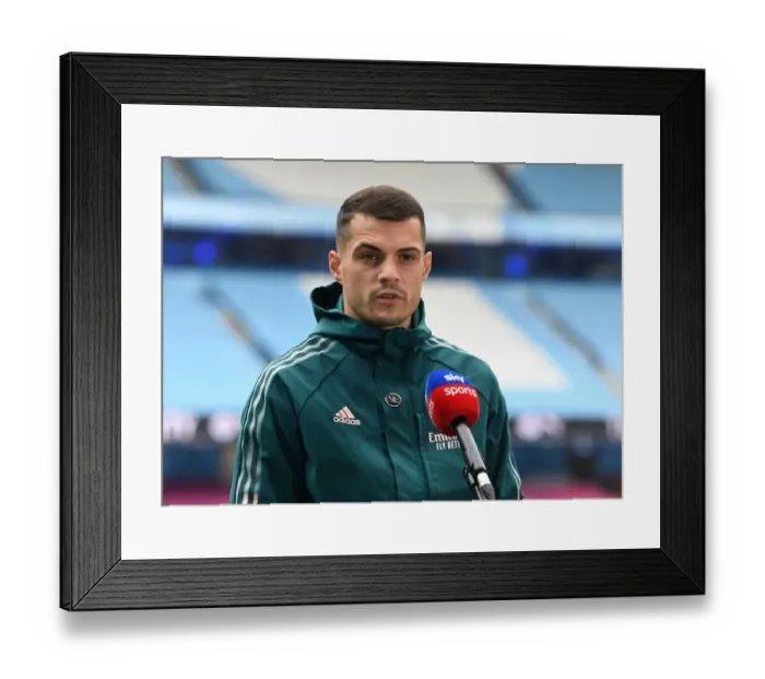 Framed Print : Granit Xhaka's Pre-Match Interview: Manchester City vs Arsenal (2020-21)