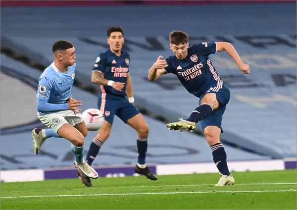 Manchester City vs Arsenal: Tierney's Shot Blocked by Foden in Premier League Clash (2020-21)