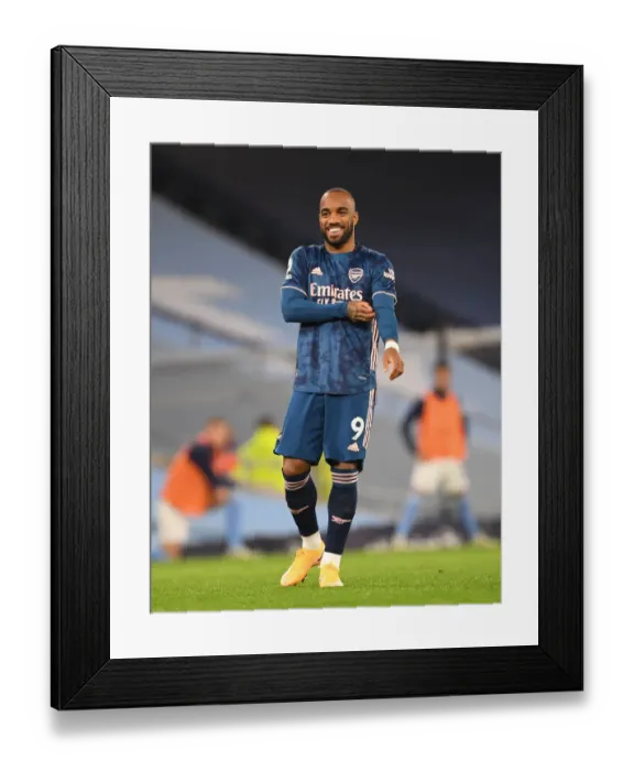 Framed Print : Alexis Lacazette Faces Manchester City at Empty Etihad Stadium during the 2020-21 Premier League Match Framed Print : Alexis Lacazette Faces Manchester City at Empty Etihad Stadium during the 2020-21 Premier League Match