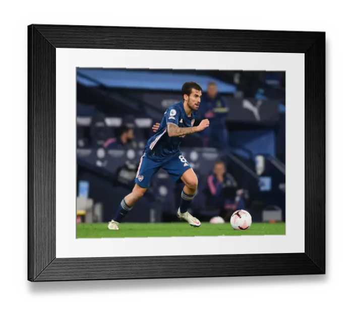 Framed Print : Behind Closed Doors: Dani Ceballos at Manchester City vs. Arsenal (Premier League 2020-21)