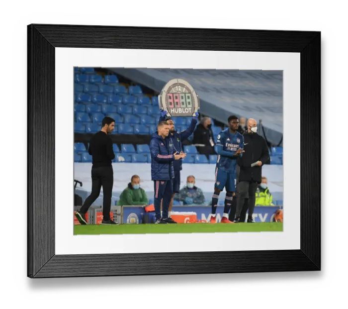 Framed Print : Arsenal vs Manchester City: Empty Etihad Stadium Showdown (2020-21 Premier League)