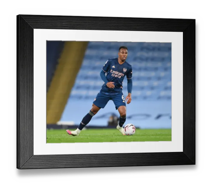 Framed Print : Gabriel of Arsenal at Etihad Stadium: Manchester City vs Arsenal, 2020-21 Premier League