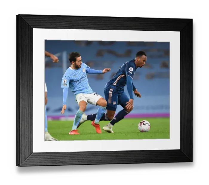 Framed Print : Gabriel Breaks Past Bernardo Silva: Manchester City vs. Arsenal, Premier League 2020-21 Framed Print : Gabriel Breaks Past Bernardo Silva: Manchester City vs. Arsenal, Premier League 2020-21