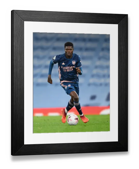 Framed Print : Thomas Partey: Premier League Showdown at Empty Etihad Stadium - Manchester City vs. Arsenal (2020-21)