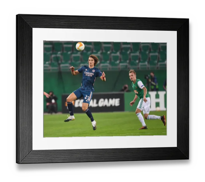 Framed Print : David Luiz in Action: Arsenal vs Rapid Vienna, UEFA Europa League 2020-21