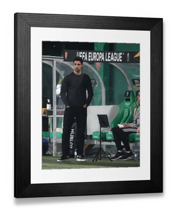 Framed Print : Mikel Arteta Guides Arsenal in Europa League Battle against Rapid Vienna
