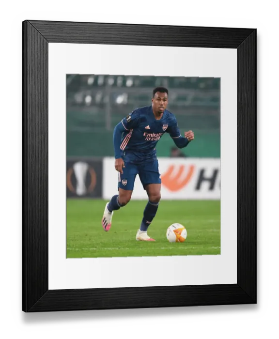 Framed Print : Gabriel in Action: Arsenal vs Rapid Vienna, UEFA Europa League 2020-21