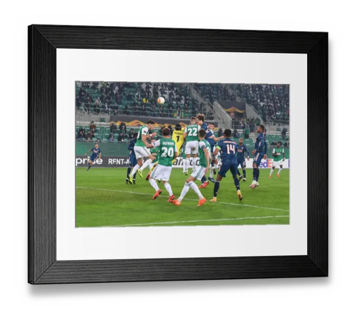 Framed Print : Arsenal's David Luiz Scores First Goal: Rapid Vienna vs Arsenal, UEFA Europa League 2020-21
