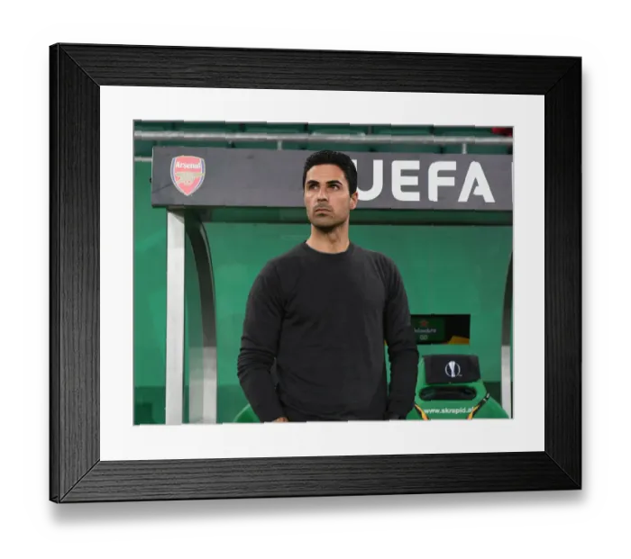 Framed Print : Mikel Arteta Guides Arsenal in Europa League Battle against Rapid Vienna (2020-21) Framed Print : Mikel Arteta Guides Arsenal in Europa League Battle against Rapid Vienna (2020-21)