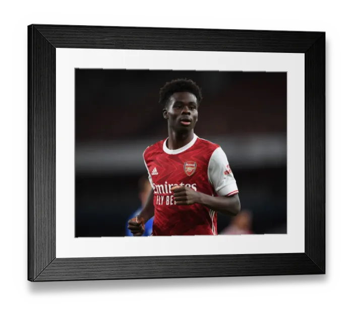 Framed Print : Bukayo Saka's Brilliant Performance at Emirates Stadium: Arsenal vs Leicester City Amid Pandemic Framed Print : Bukayo Saka's Brilliant Performance at Emirates Stadium: Arsenal vs Leicester City Amid Pandemic