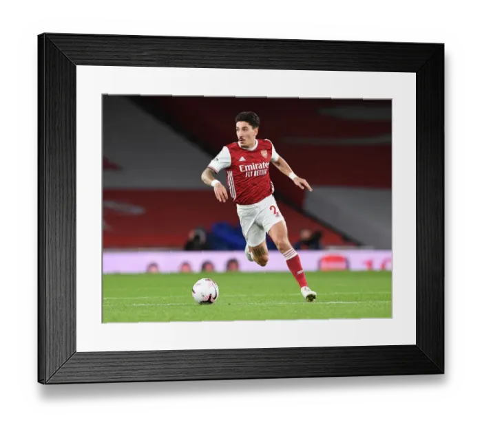 Framed Print : Arsenal's Hector Bellerin at Empty Emirates: Arsenal vs Leicester City, Premier League 2020-21