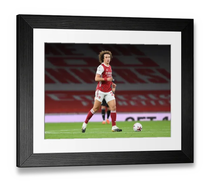 Framed Print : Arsenal's David Luiz in Action at Empty Emirates: Arsenal vs Leicester City, Premier League 2020-21