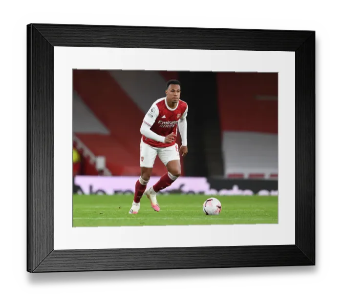 Framed Print : Gabriel's Impressive Display: Arsenal vs Leicester City at Empty Emirates Stadium, Premier League 2020-21