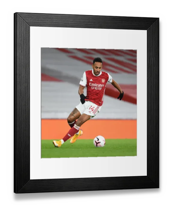 Framed Print : Arsenal's Aubameyang Shines in Empty Emirates Against Leicester City (2020-21) Framed Print : Arsenal's Aubameyang Shines in Empty Emirates Against Leicester City (2020-21)