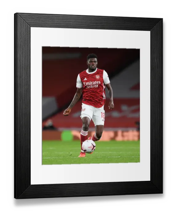 Framed Print : Thomas Partey in Action: Arsenal vs Leicester City (Behind Closed Doors) - 2020-21 Premier League